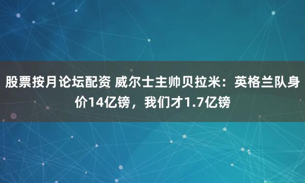 股票按月论坛配资 威尔士主帅贝拉米：英格兰队身价14亿镑，我们才1.7亿镑